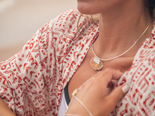 One of a Kind Coral Pendant Necklace on Sterling Silver Choker