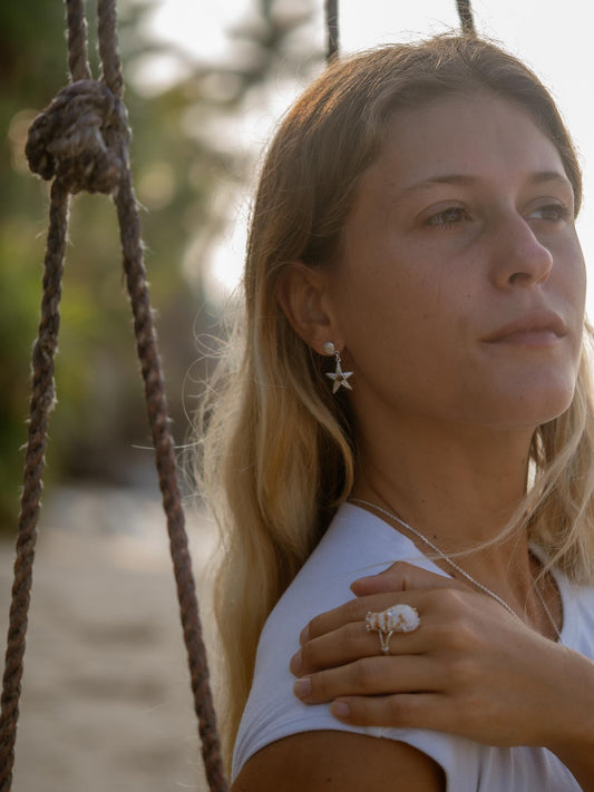 Starfish & Citrine Star Earrings