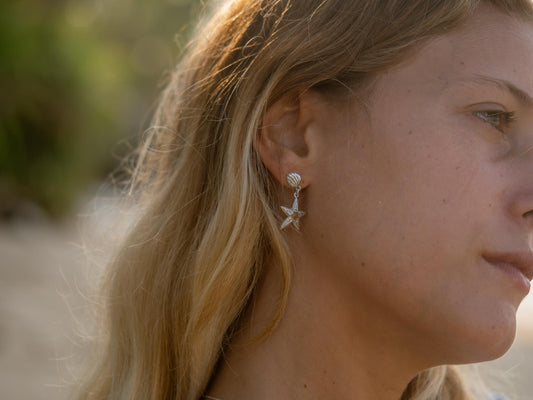 Starfish & Citrine Star Earrings