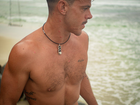 Unique Ebony Wood & Natural Seashell Pendant Necklace