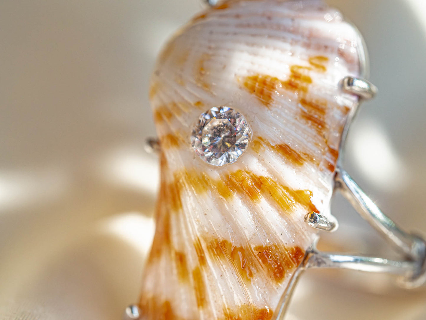Responsibly sourced Shell & Synthetic Diamond Ring