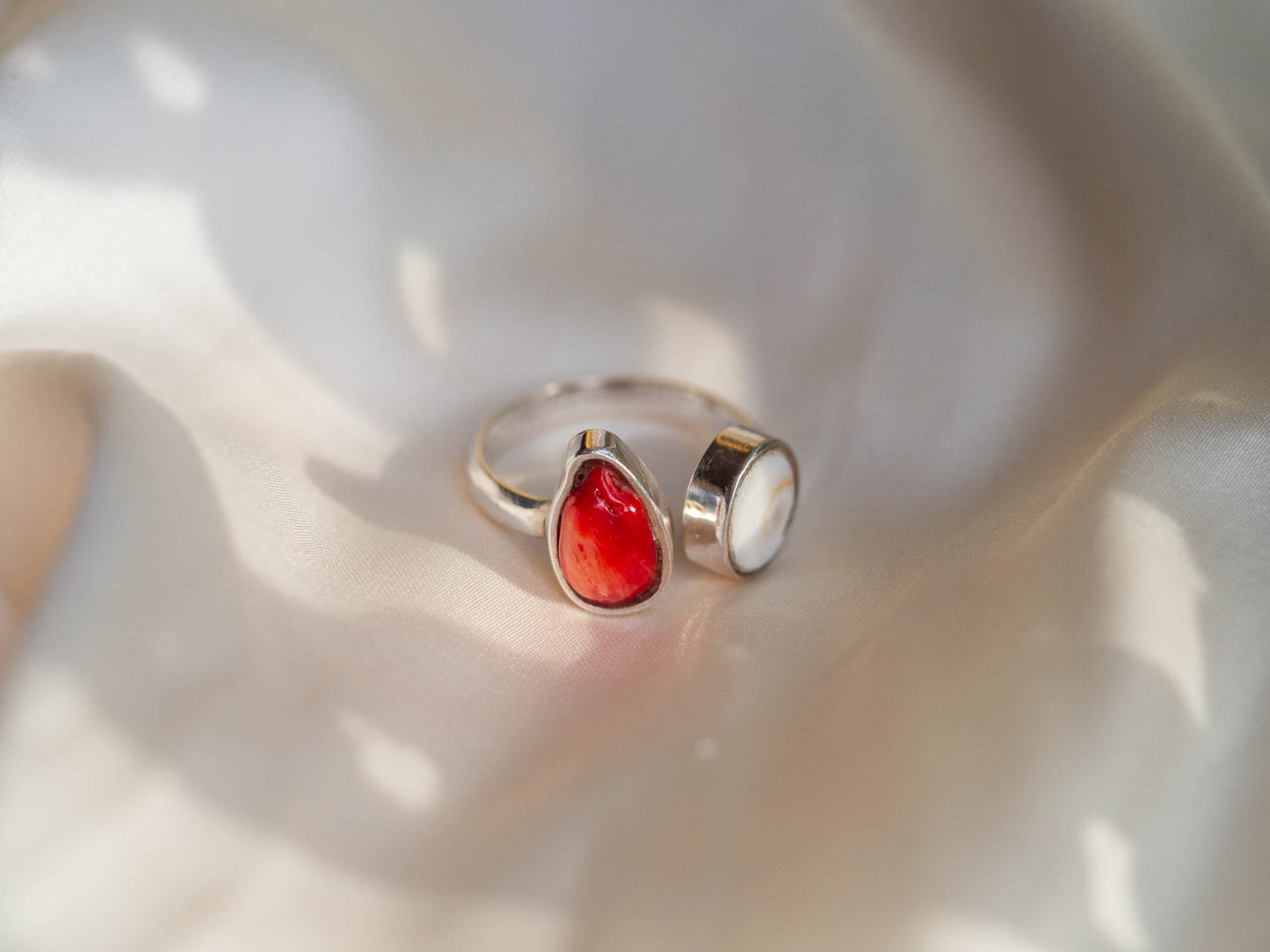 Seashell Shiva & Red Coral Ring