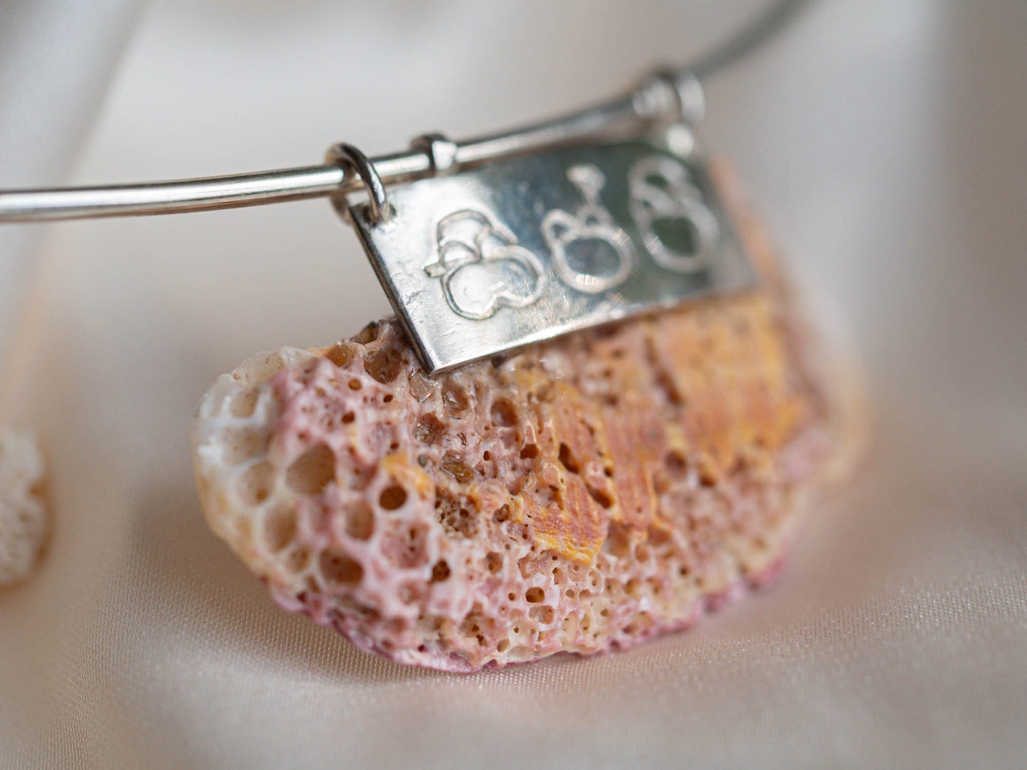 One of a Kind Coral Pendant Necklace on Sterling Silver Choker
