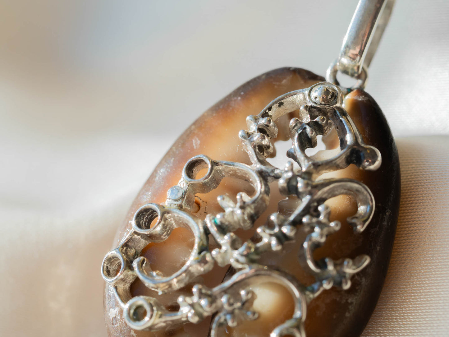 Natural Cowrie Shell Necklace with Handcrafted Silver Filigree