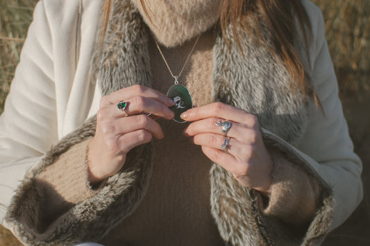 Unique Handcrafted Sterling Silver Green Agate Dolphin Necklace