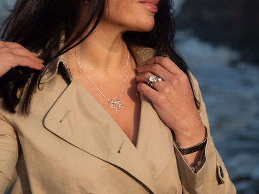 Four-Leaf Clover Pendant Necklace in Polished Silver