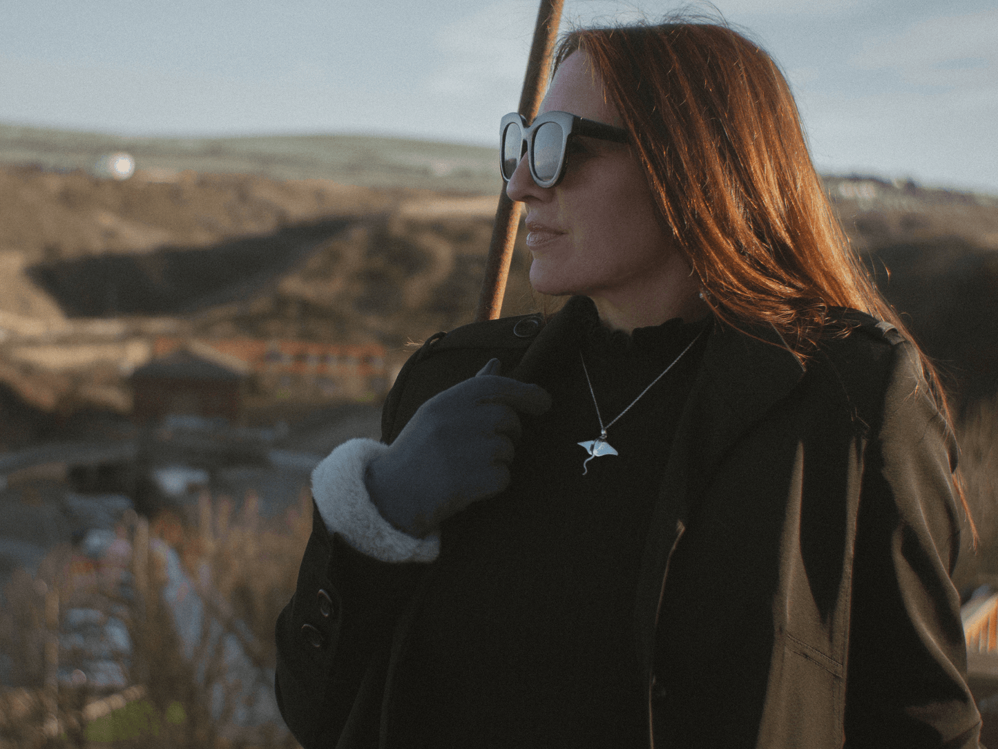 Artisan made Sterling Silver Manta Ray Necklace