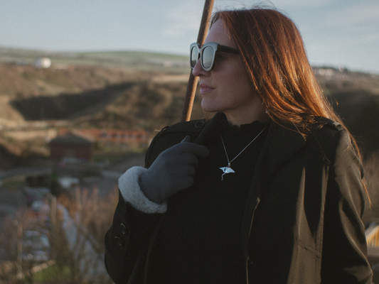 Artisan made Sterling Silver Manta Ray Necklace