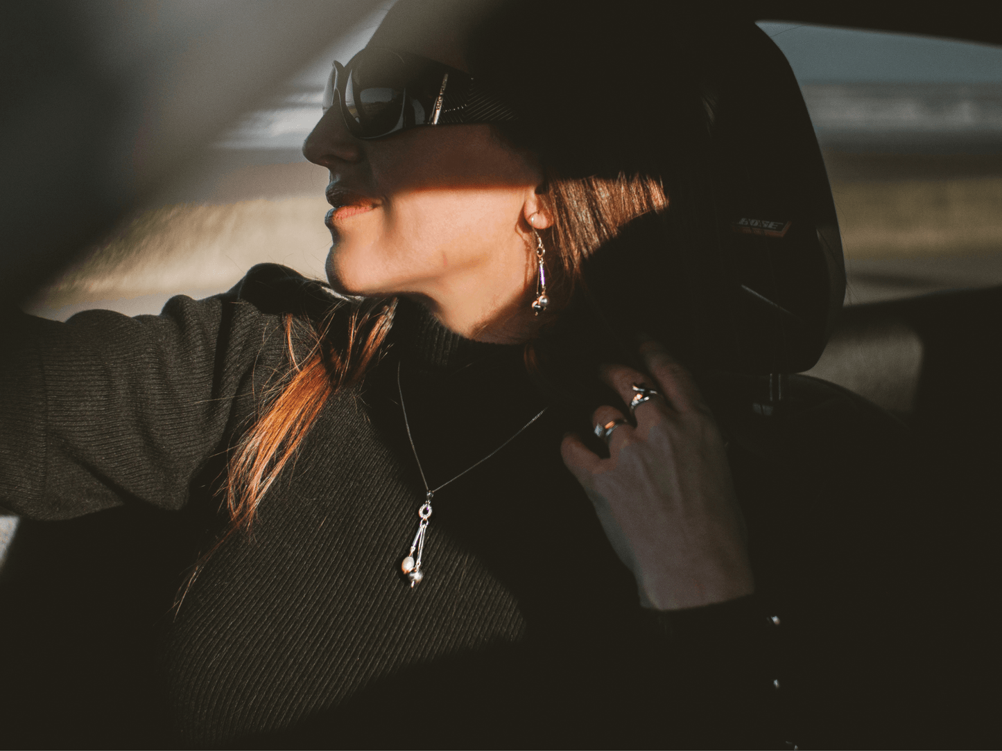 Handcrafted Rhodium-Plated Sterling Silver Moon & Pearl Drop Earrings