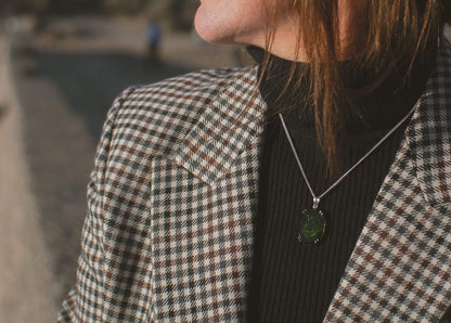 Sterling Silver Green Sea Glass Spiral Pendant