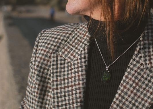 Sterling Silver Green Sea Glass Spiral Pendant