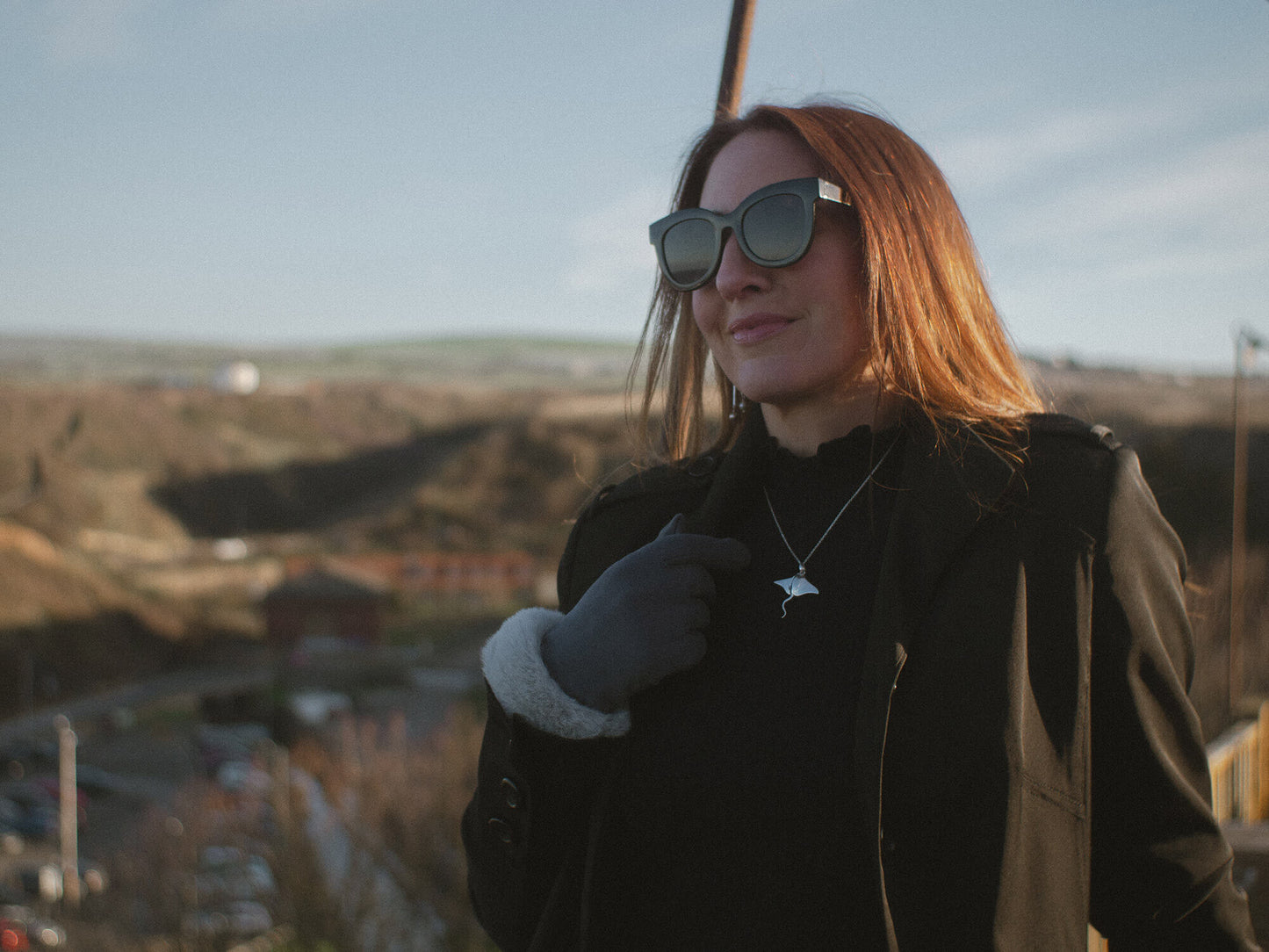 Artisan made Sterling Silver Manta Ray Necklace