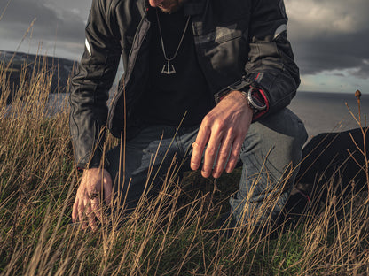 Hand made Poseidon Anchor Guardian Sterling Silver Pendant with Byzantine Chain