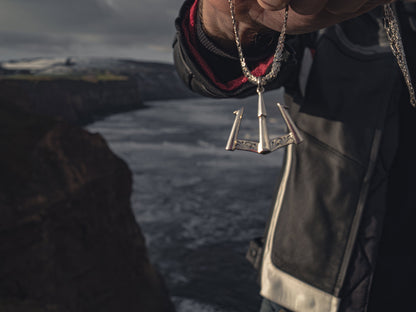 Hand made Poseidon Anchor Guardian Sterling Silver Pendant with Byzantine Chain