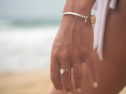 Seashell Shiva & Red Coral Ring