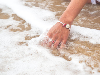 Seashell Shiva & Red Coral Ring
