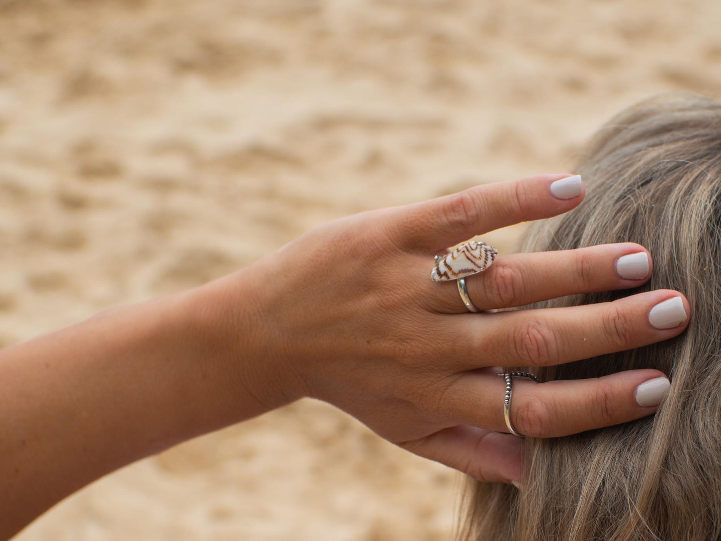 Natural Shell Brown Patterned Ring