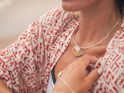 One of a Kind Coral Pendant Necklace on Sterling Silver Choker