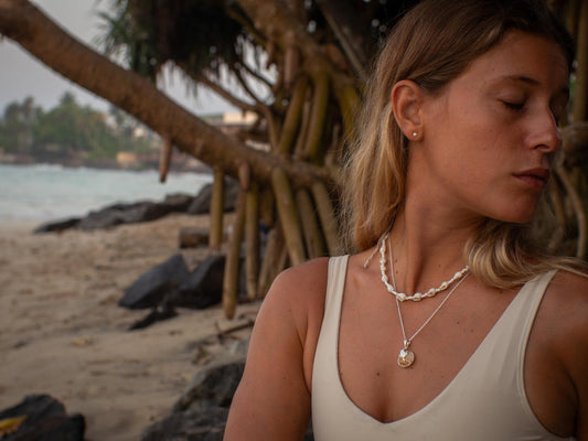 Natural Flame Shell and Turtle Charm Necklace