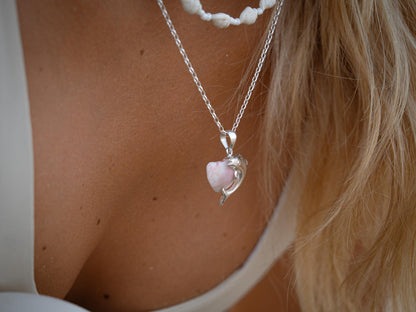 Dolphin & Blush Shell Pendant Necklace