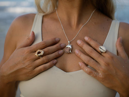 Unique Handmade Sterling Silver Dolphin Seashell Necklace