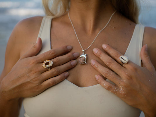 Unique Handmade Sterling Silver Dolphin Seashell Necklace