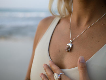 Unique Handmade Sterling Silver Dolphin Seashell Necklace
