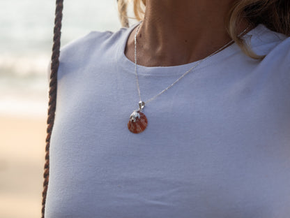 Handmade Sterling Silver Turtle & Natural Shell Pendant Necklace