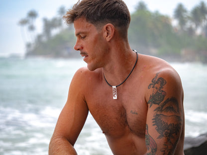 Hand carved Sterling Silver Wave Pendant Necklace