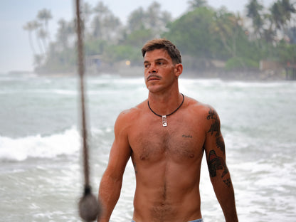 Hand carved Sterling Silver Wave Pendant Necklace