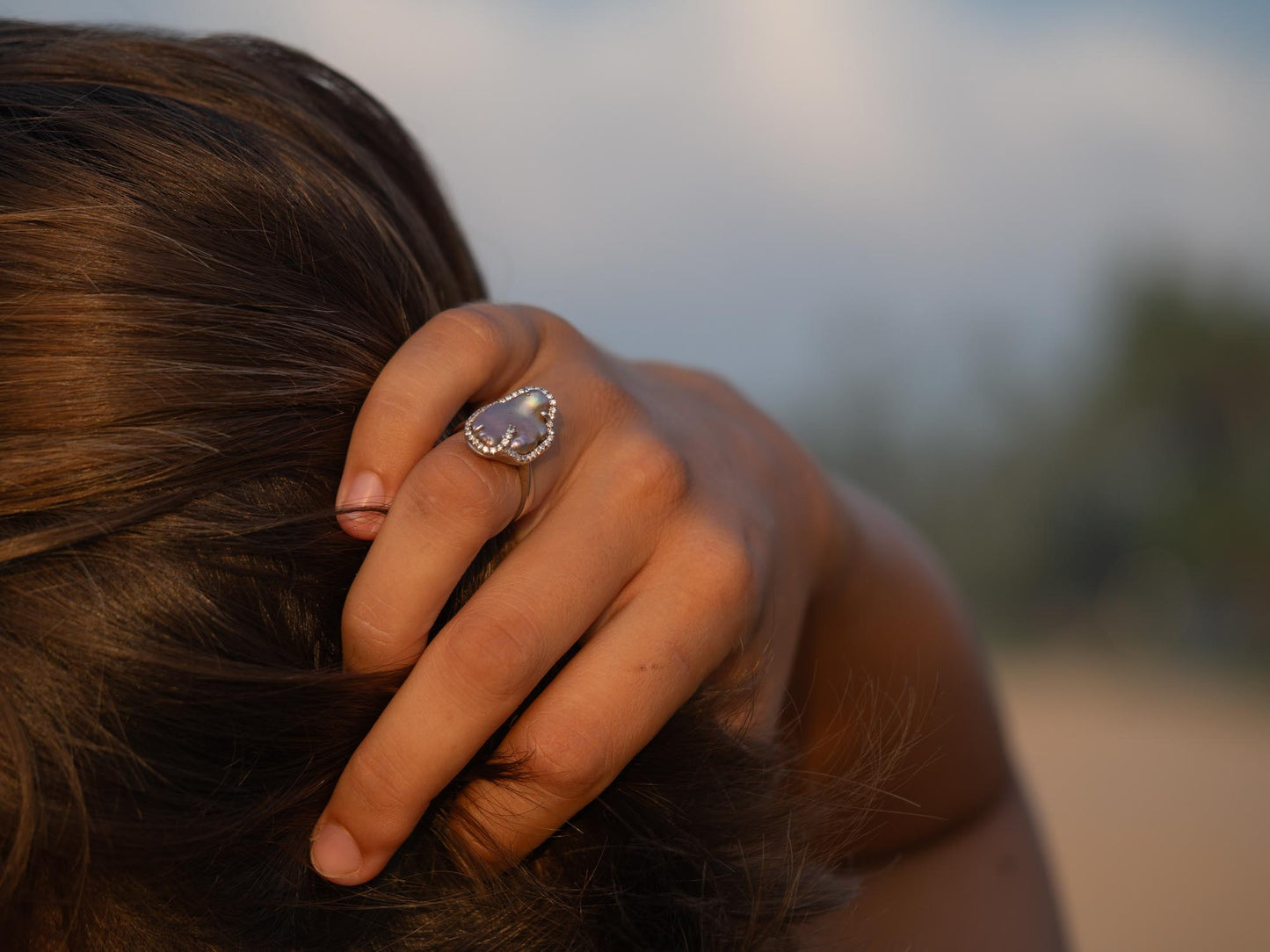 Pearl & Synthetic Diamond Ring