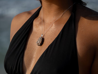 Natural Cowrie Shell Necklace with Handcrafted Silver Filigree