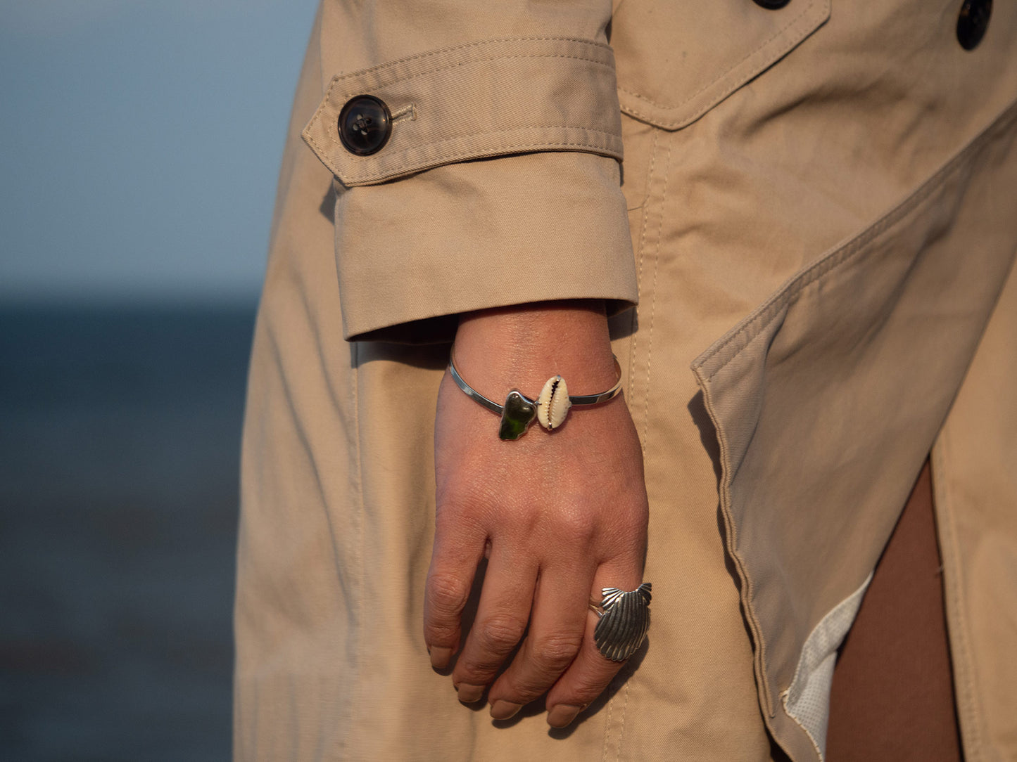 Sea Glass & Seashell Bangle
