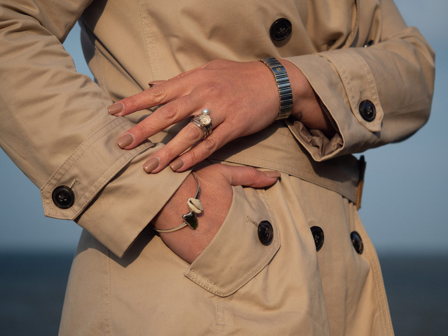 Sea Glass & Seashell Bangle