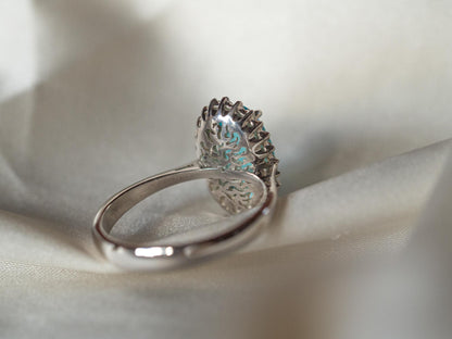 Sea Glass & American Diamond Ring