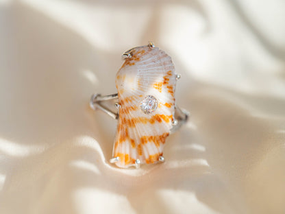 Responsibly sourced Shell & Synthetic Diamond Ring