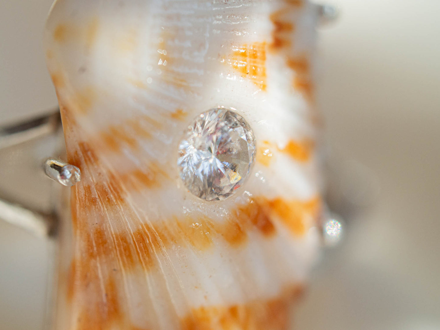 Responsibly sourced Shell & Synthetic Diamond Ring