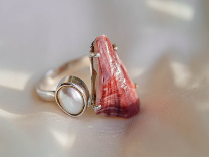 Natural Pink Shell & Pearl Ring