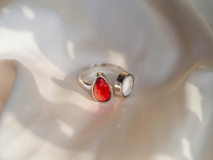 Seashell Shiva & Red Coral Ring