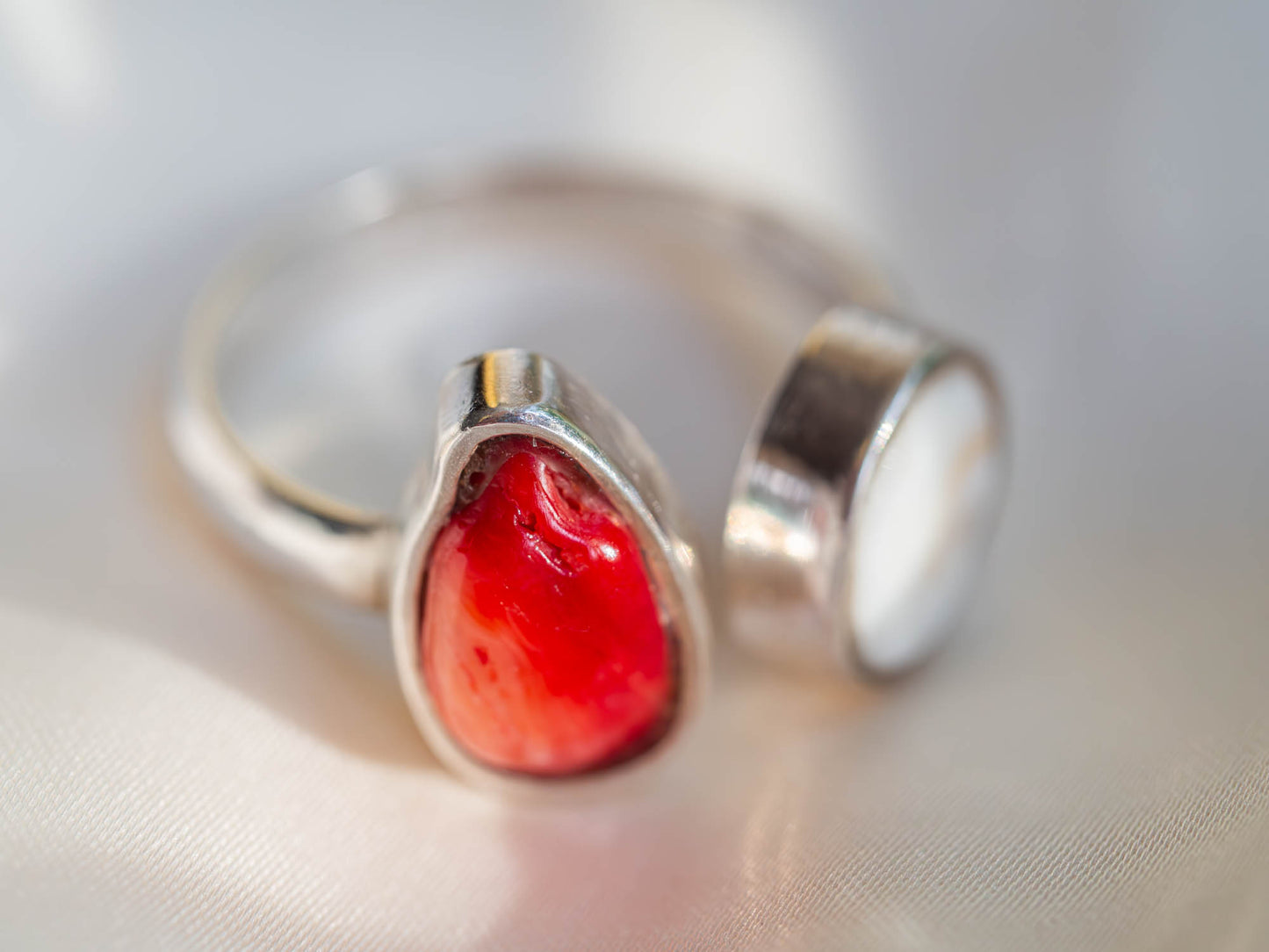 Seashell Shiva & Red Coral Ring