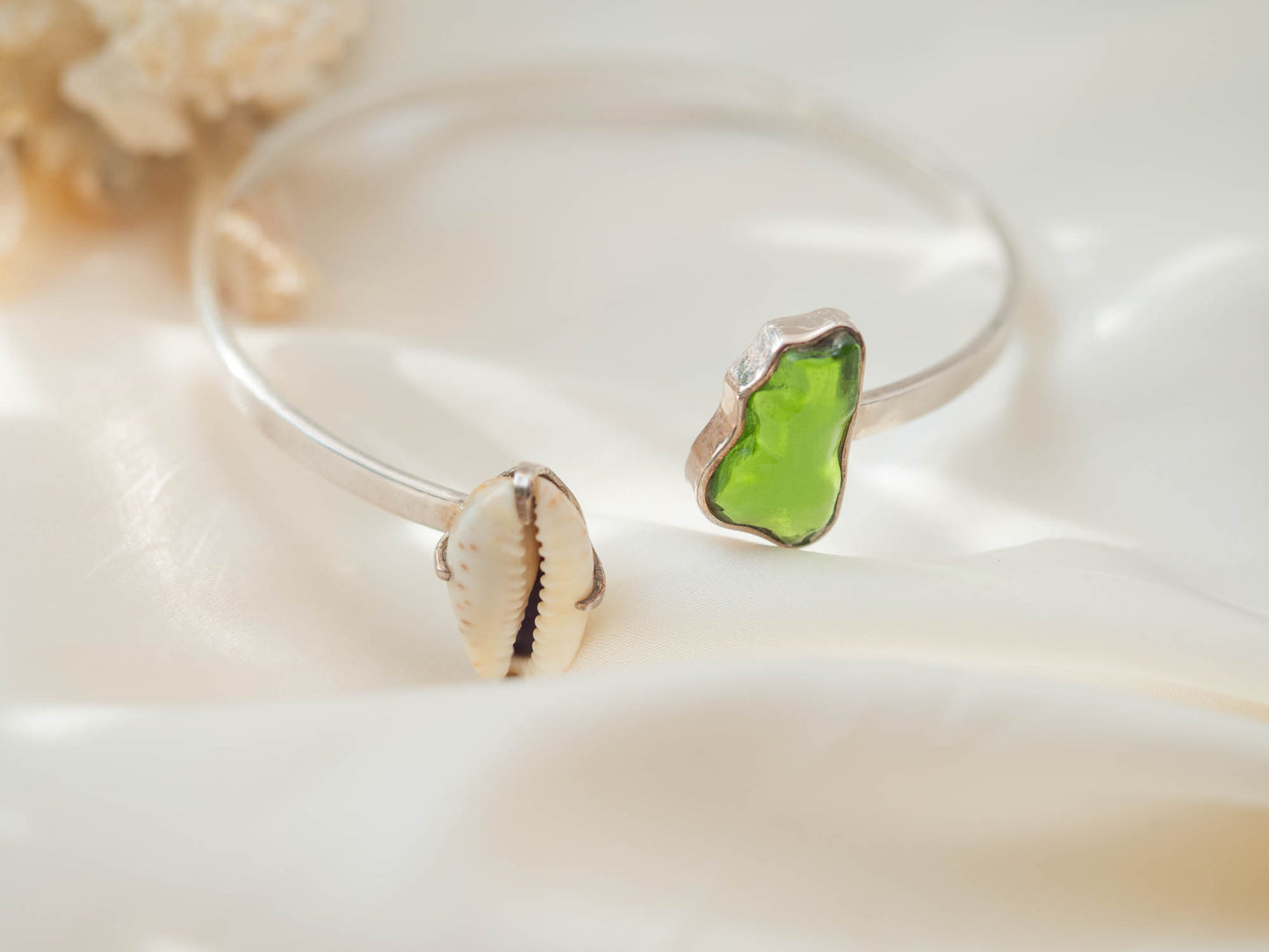 Sea Glass & Seashell Bangle