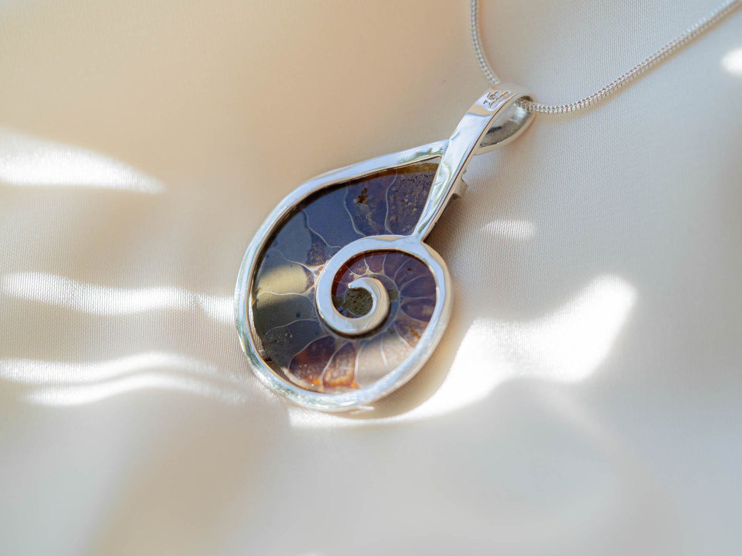 One-of-a-Kind Fossil Pendant Necklace in Handcrafted Sterling Silver