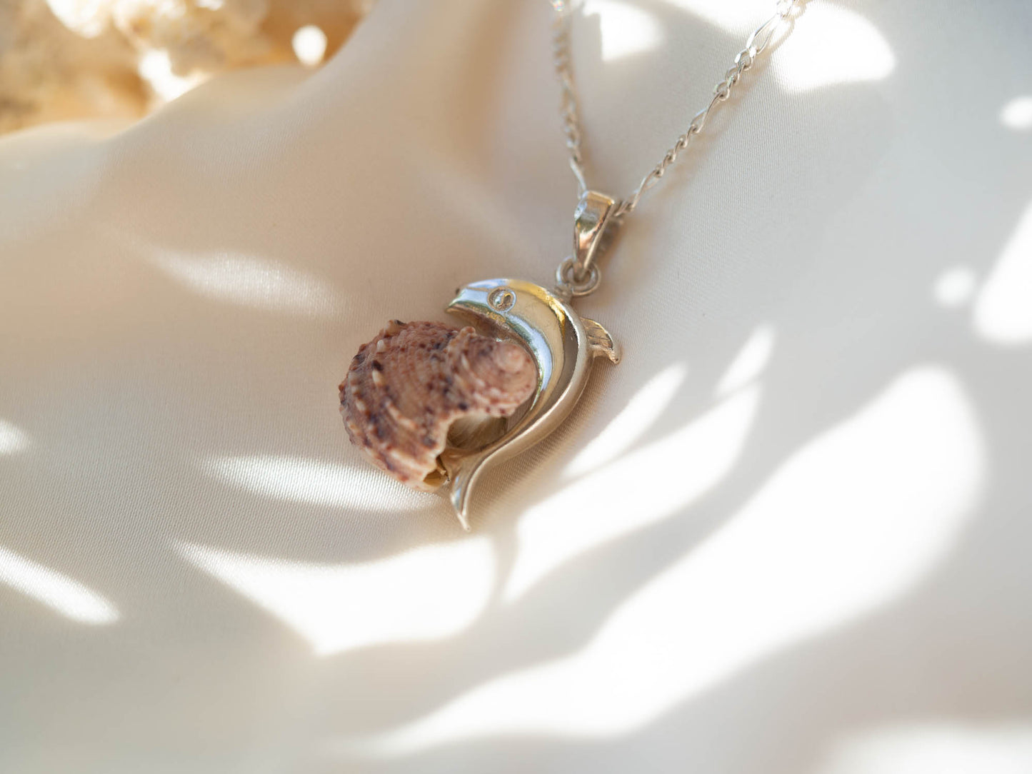Unique Handmade Sterling Silver Dolphin Seashell Necklace