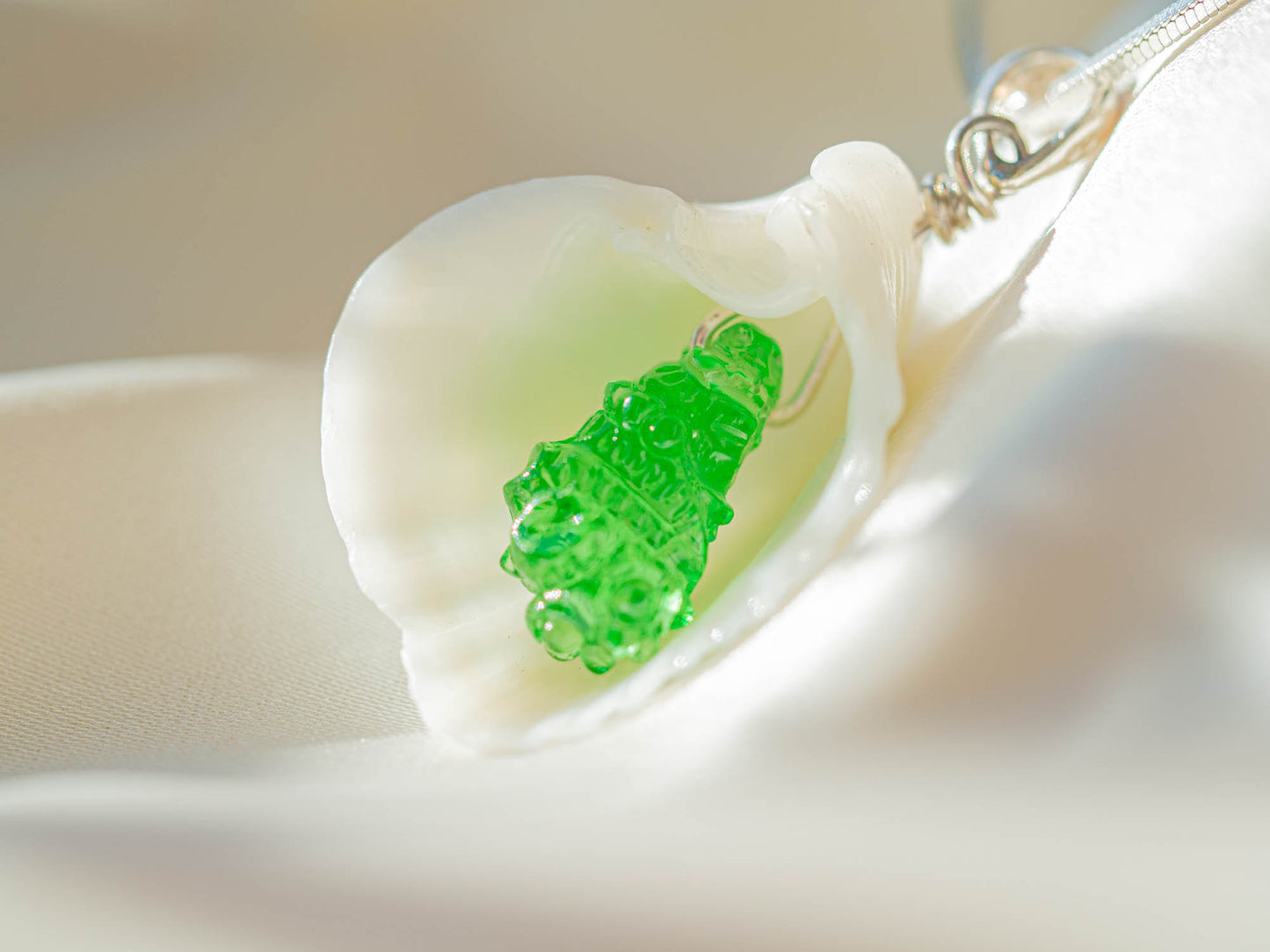Natural Seashell Pendant with hand carved Sea Glass