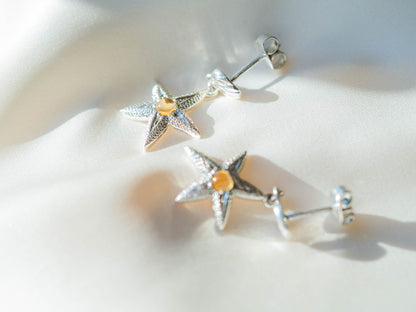 Starfish & Citrine Star Earrings
