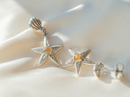 Starfish & Citrine Star Earrings