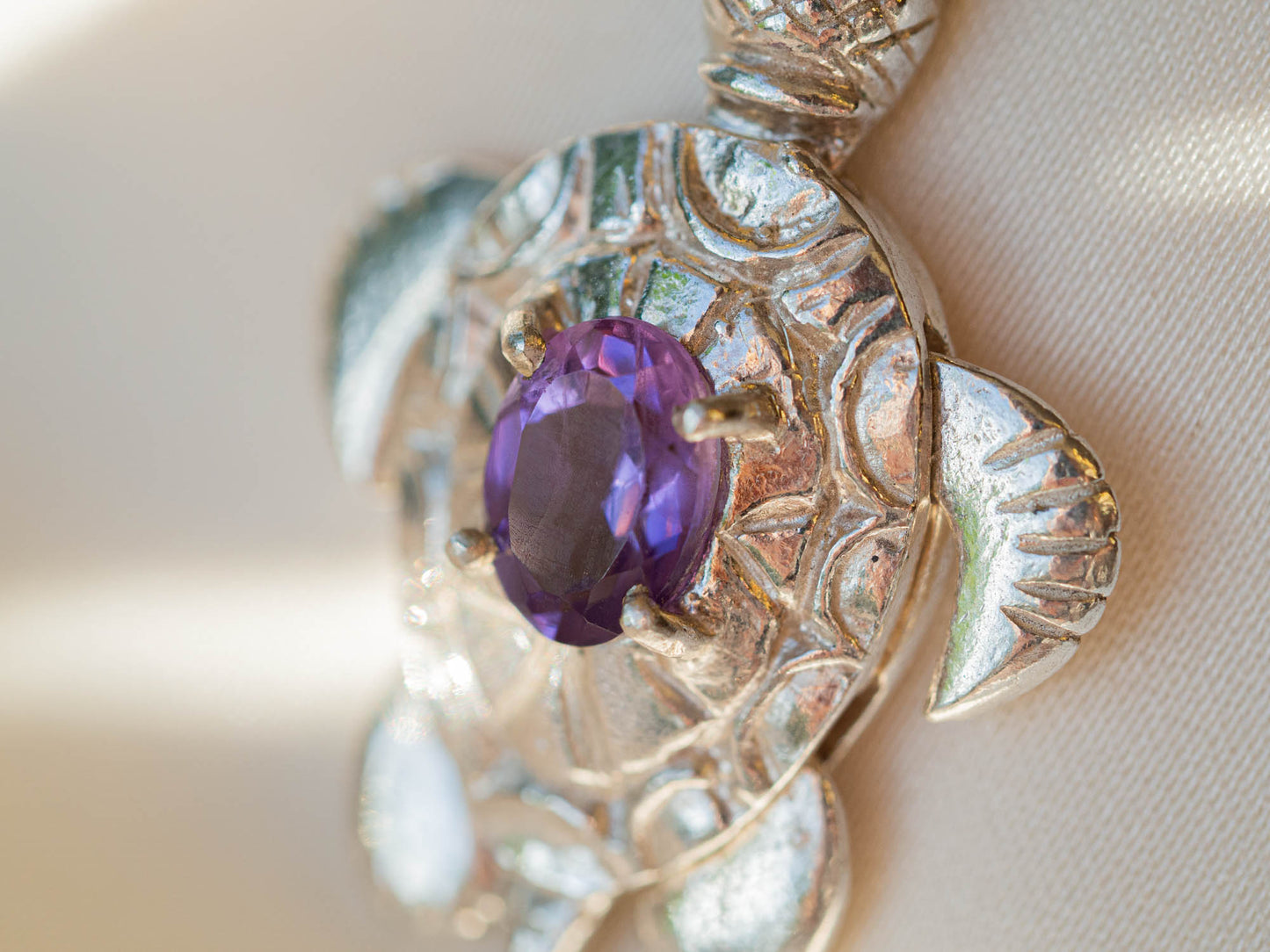 Amethyst Moving Turtle Pendant Necklace