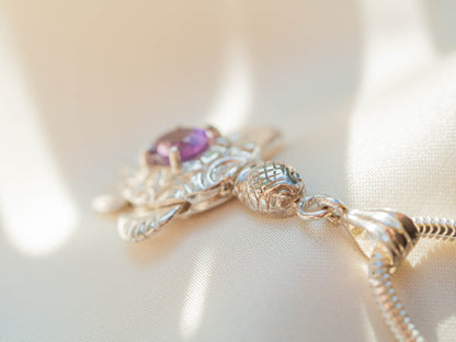 Amethyst Moving Turtle Pendant Necklace