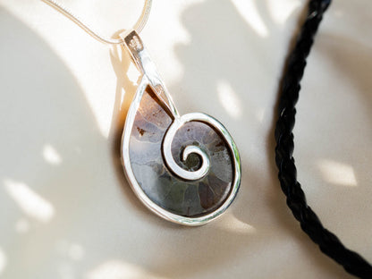 One-of-a-Kind Fossil Pendant Necklace in Handcrafted Sterling Silver
