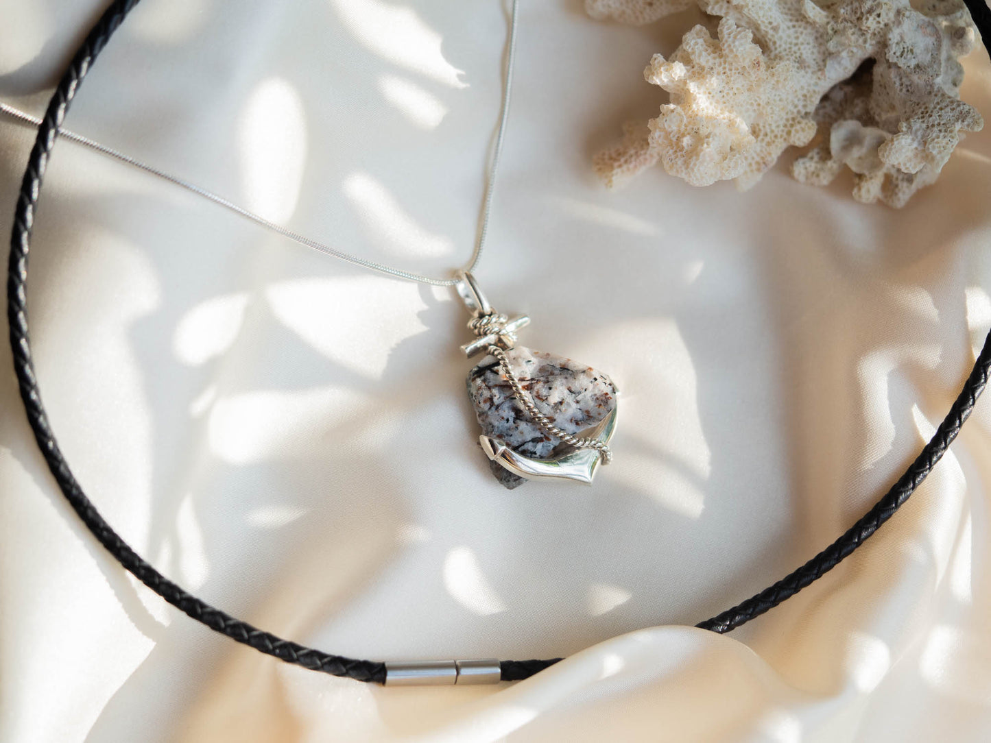 Anchor & Granite Pendant Necklace